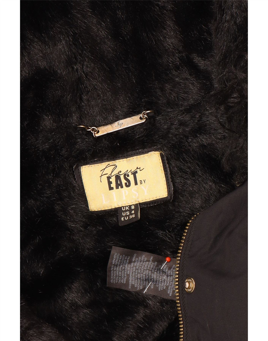 Lipsy γυναικείο μπουφάν Parka με κουκούλα UK 8 Small Black Polyester