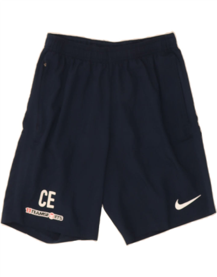 NIKE Boys Dri Fit Sport Shorts 10-11 Years Medium Navy Blue Polyester Vintage Nike and Second-Hand Nike from Messina Hembry 