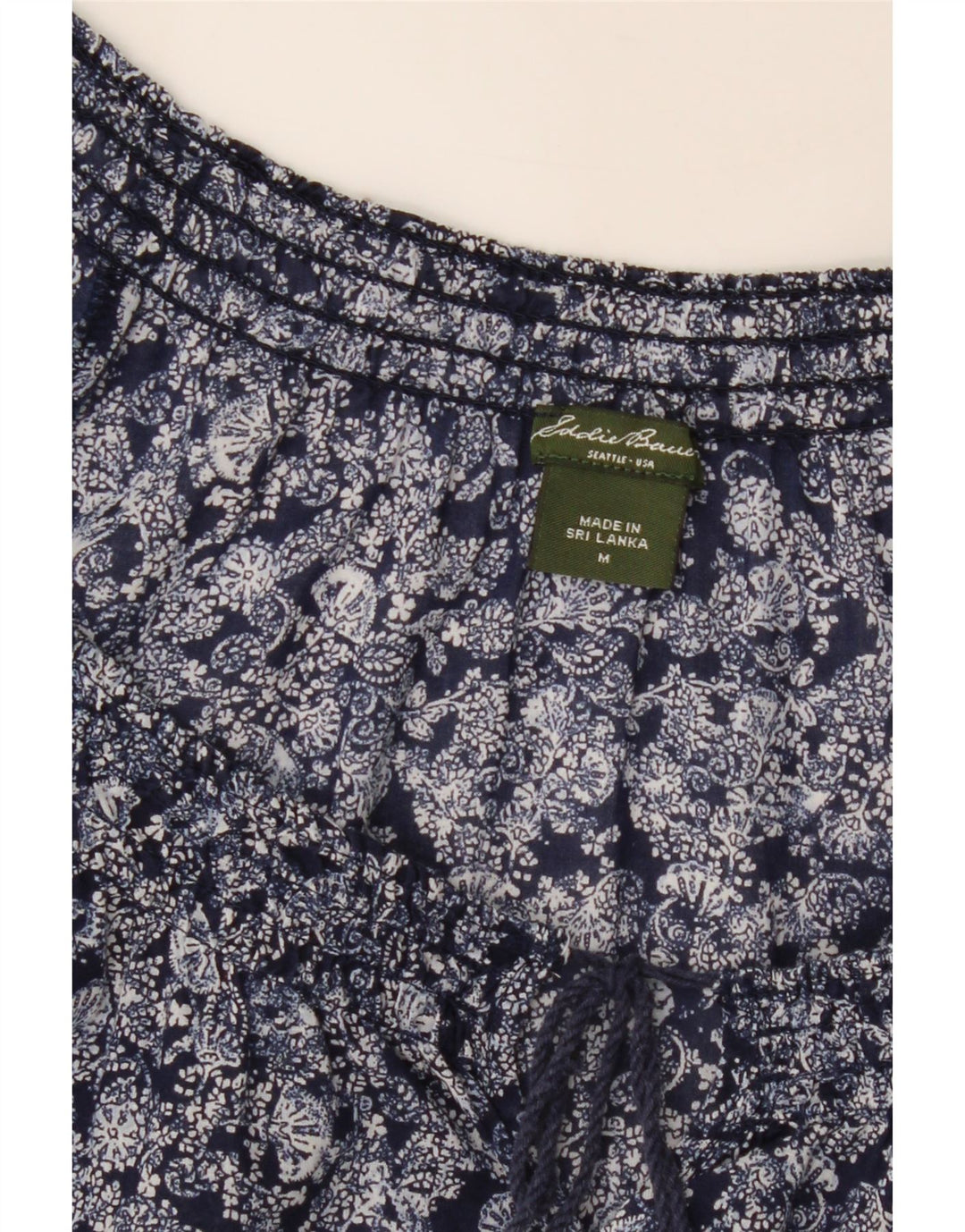 EDDIE BAUER Womens Blouse Top UK 14 Medium Navy Blue Floral Cotton Vintage Eddie Bauer and Second-Hand Eddie Bauer from Messina Hembry 