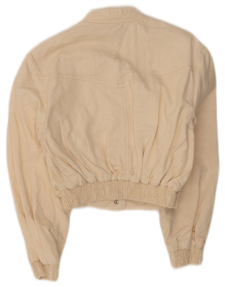 Zara Γυναικείο Crop Bomber Jacket UK 10 Small Off White