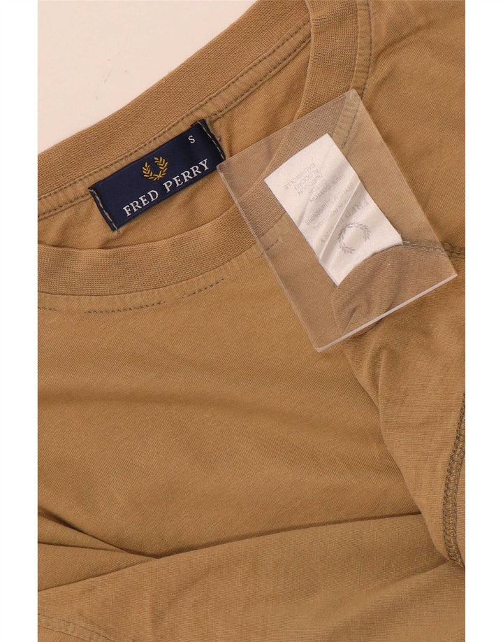Fred Perry Ανδρικό T-Shirt Top Μικρό μπεζ βαμβακερό
