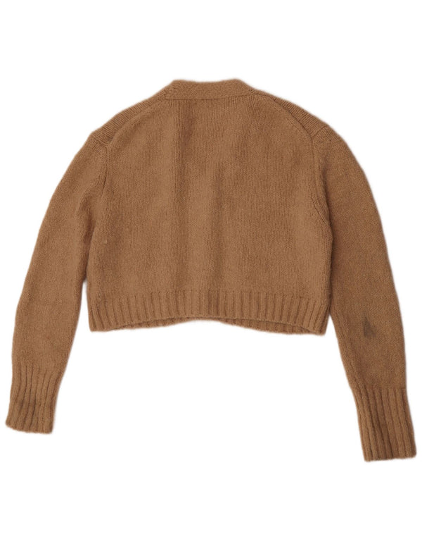 Zara Γυναικεία ζακέτα Crop UK 14 μεσαίο μπεζ μαλλί αλπακά