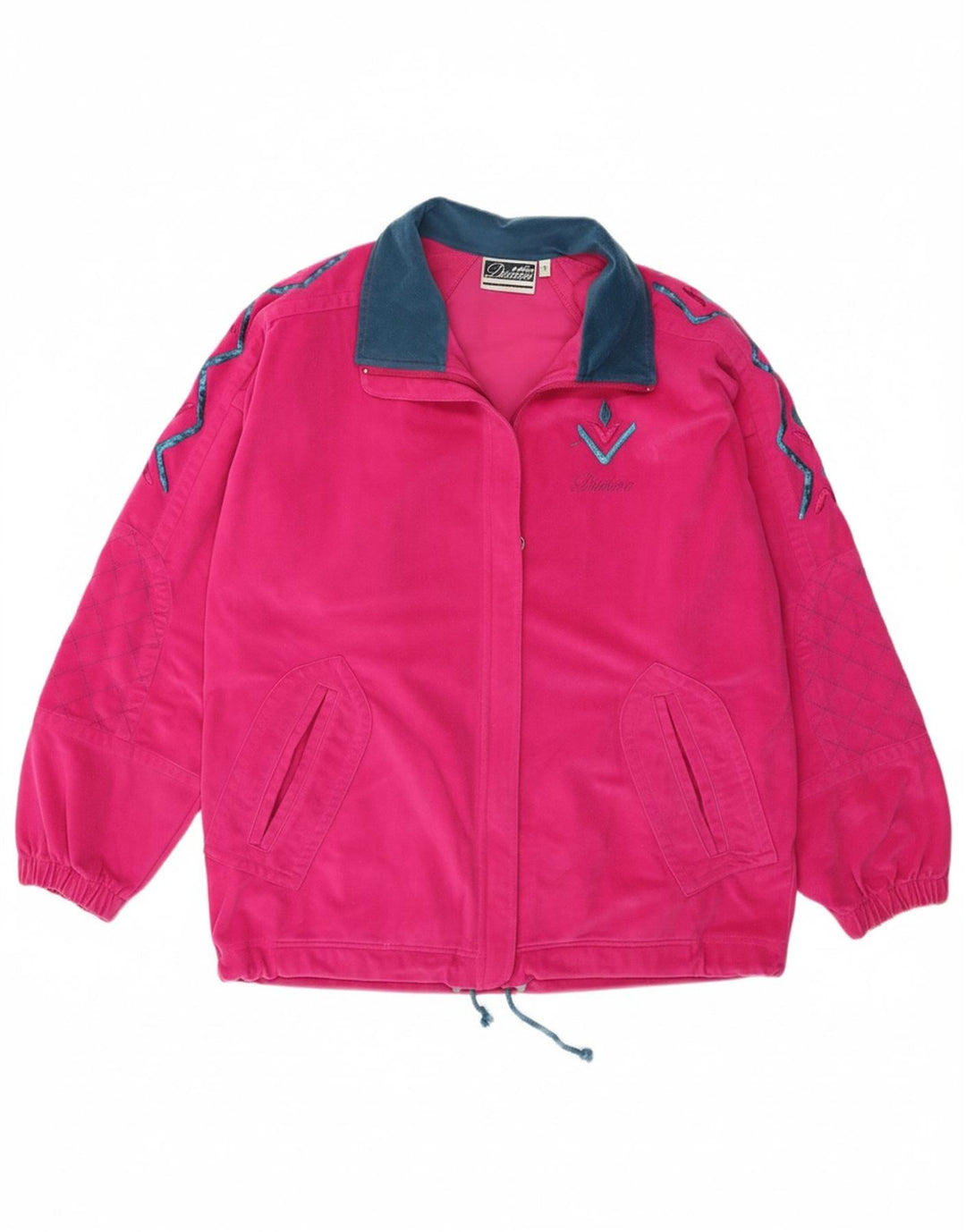 DIADORA Mens Loose Fit Tracksuit Top Jacket Small Pink Check Polyester