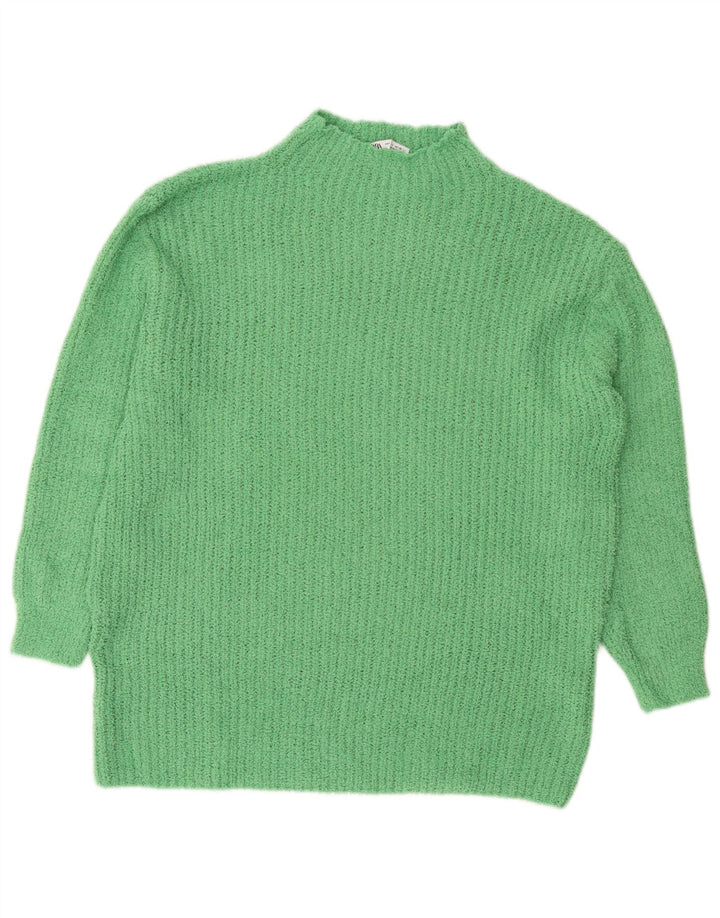 Zara Γυναικείο πουλόβερ με λαιμό χελώνα UK 10 Small Green Polyester
