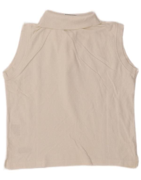 CHAMPION Γυναικείο αμάνικο μπλουζάκι πόλο UK 16 μεγάλο λευκό βαμβακερό