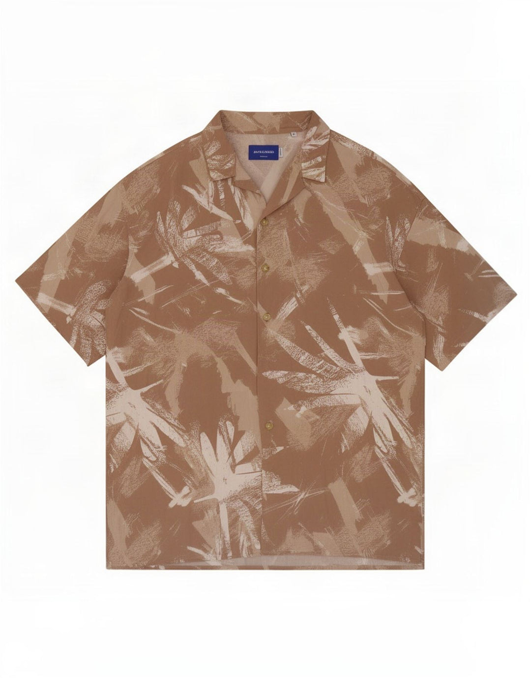 Jack & Jones Ανδρικό πουκάμισο με κοντό μανίκι με μοτίβο, μεσαίο μπεζ βισκόζη