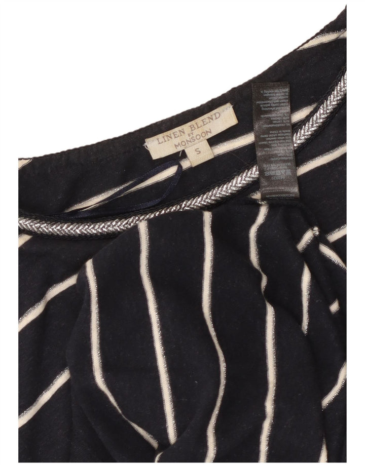 Γυναικείο μπλουζάκι MONSOON UK 10 Small Navy Blue ριγέ λινό