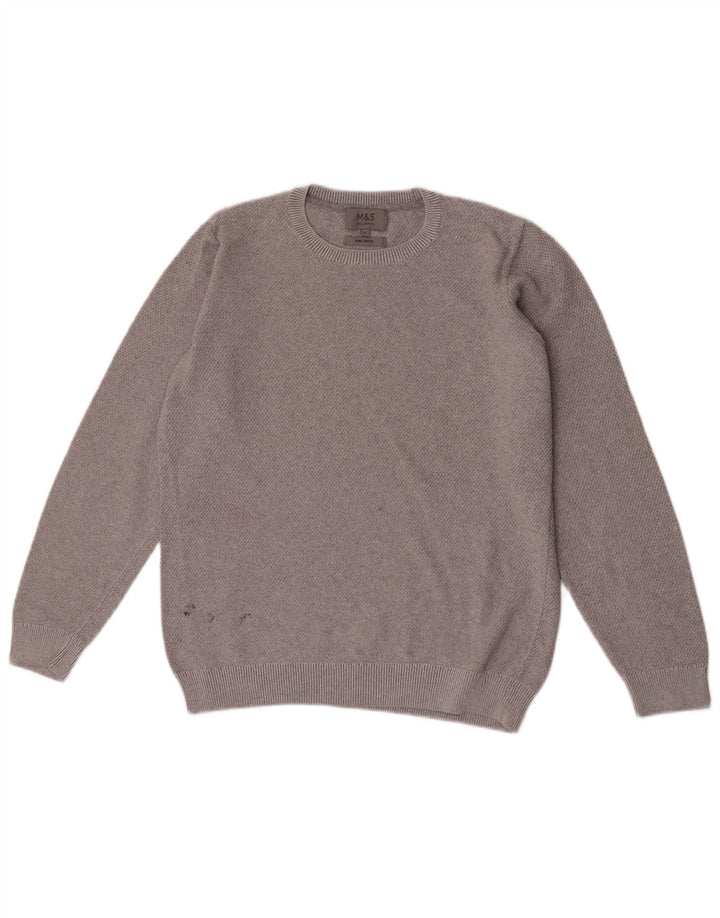 Ανδρικό πουλόβερ Marks & Spencer Crew Neck Jumper Μικρό Γκρι βαμβακερό