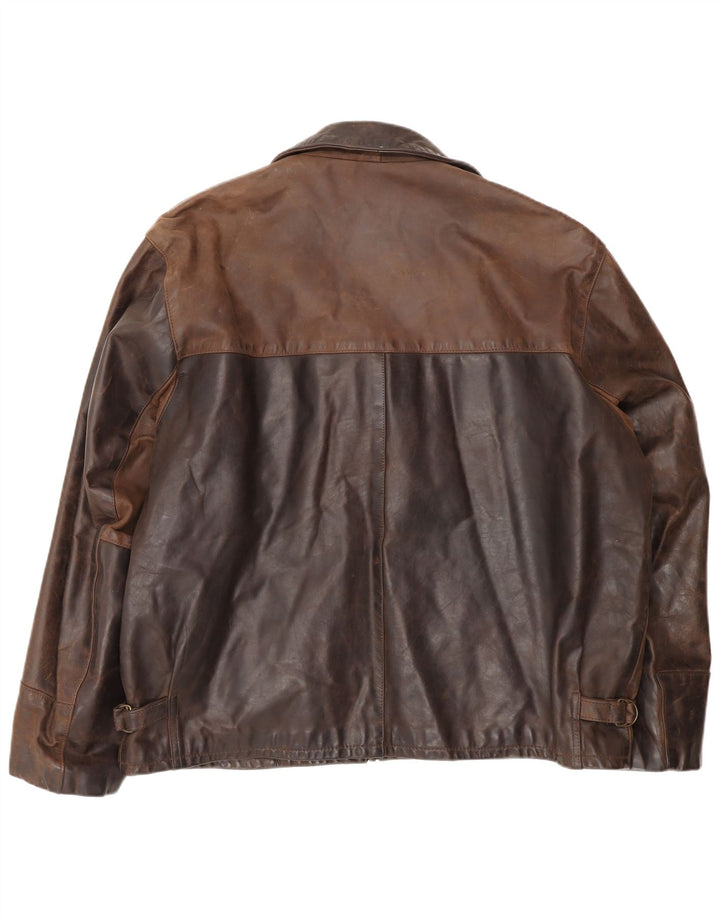 Vintage Ανδρικό Δερμάτινο Μπουφάν UK 44 2XL Καφέ