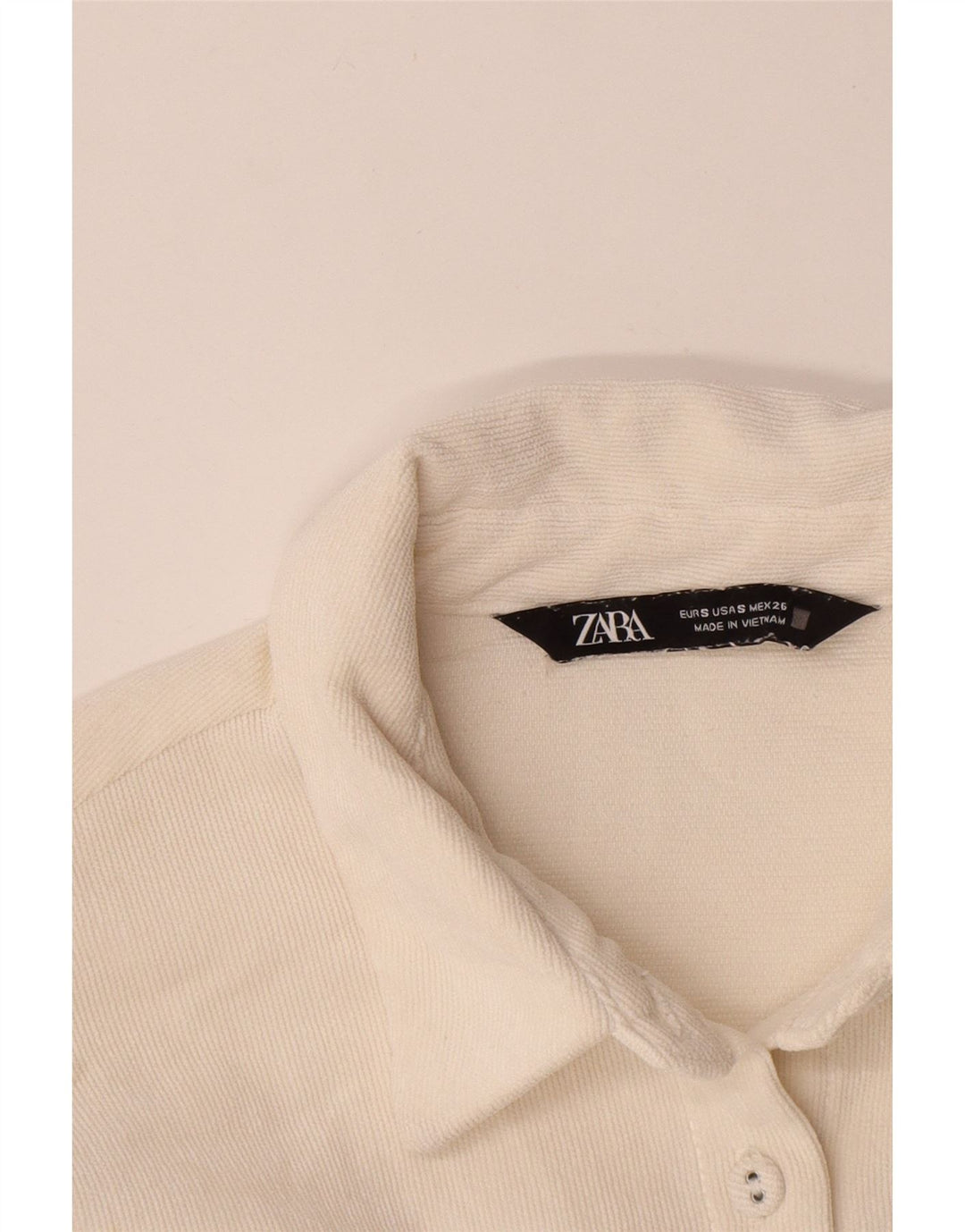 Zara Γυναικείο υπερμεγέθη κοτλέ πουκάμισο UK 10 Small White Polyester