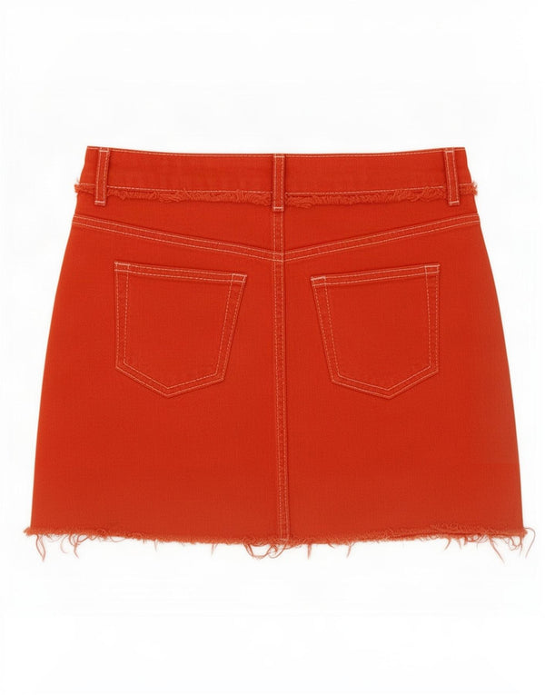 Topshop Γυναικεία Petite Mini Τζιν φούστα UK 4 XS W26 Πορτοκαλί βαμβακερή