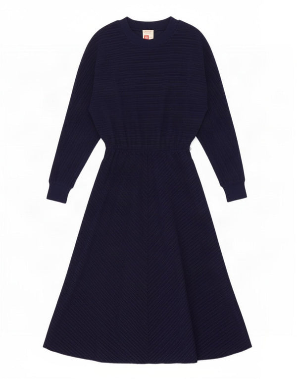 Γυναικείο μακρυμάνικο μάξι φόρεμα St Michael UK 10 Small Navy Blue Pinstripe