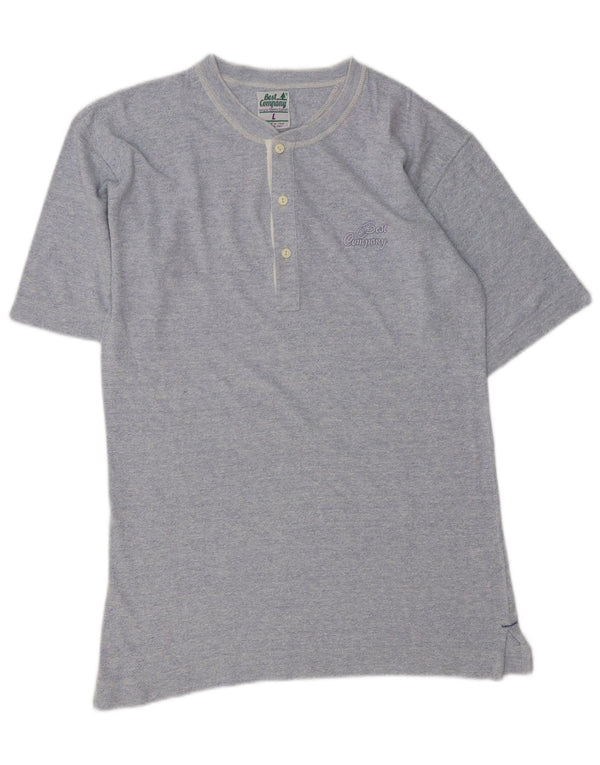 BEST COMPANY Mens Polo Shirt Large Blue Cotton