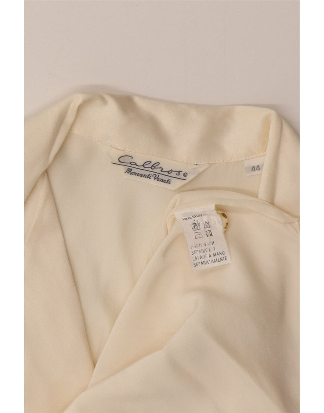 CALBROS Womens Military Short Sleeve Shirt Blouse IT 44 Medium Off White