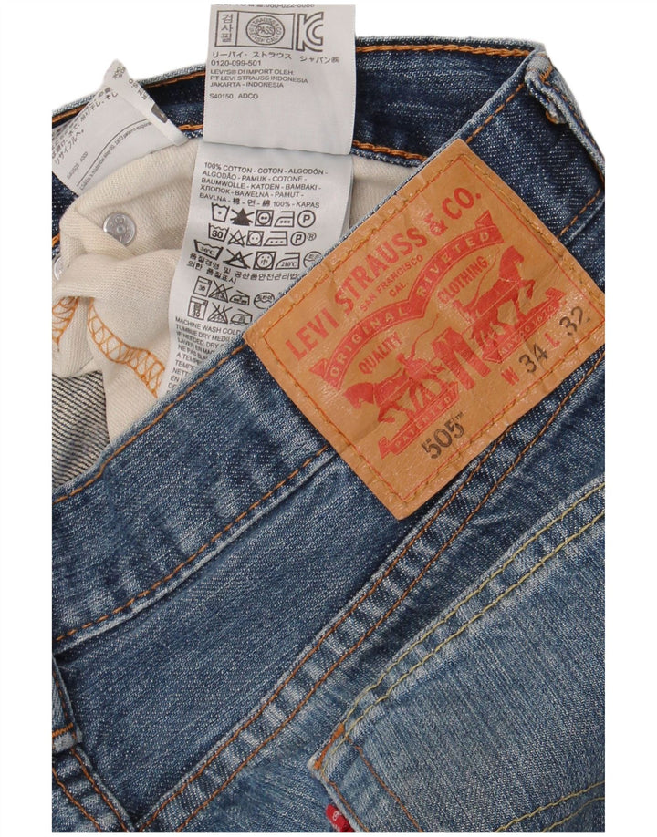 Levi's Mens 505 Straight Jeans W34 L32 Μπλε βαμβακερό