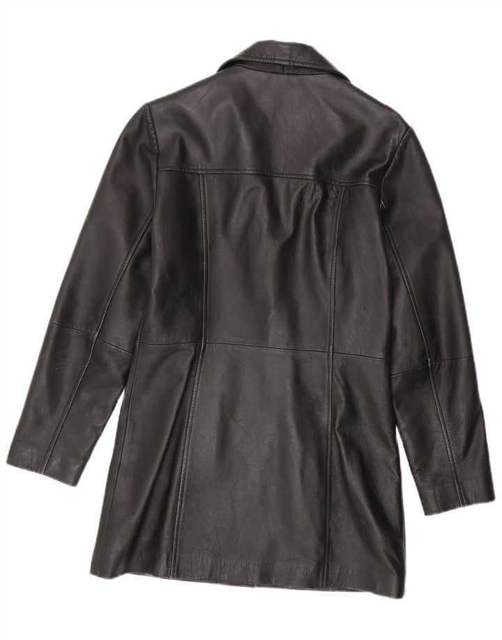 Vintage Γυναικείο Δερμάτινο Παλτό UK 14 Medium Black Leather