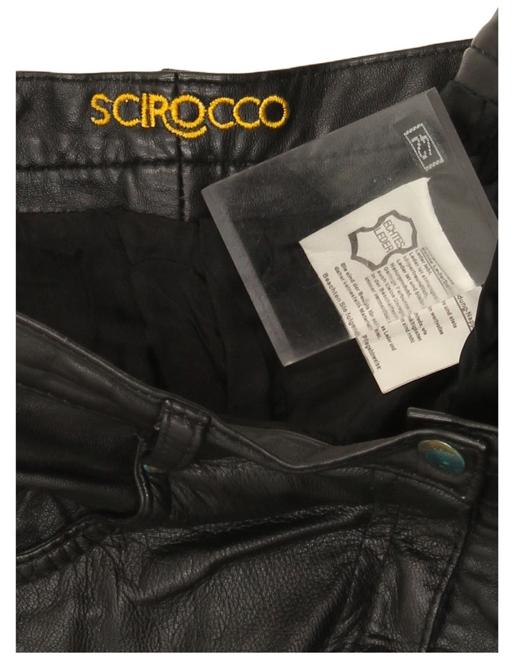 Scirocco Γυναικείο κωνικό δερμάτινο παντελόνι IT 42 Medium W30 L29 μαύρο δέρμα