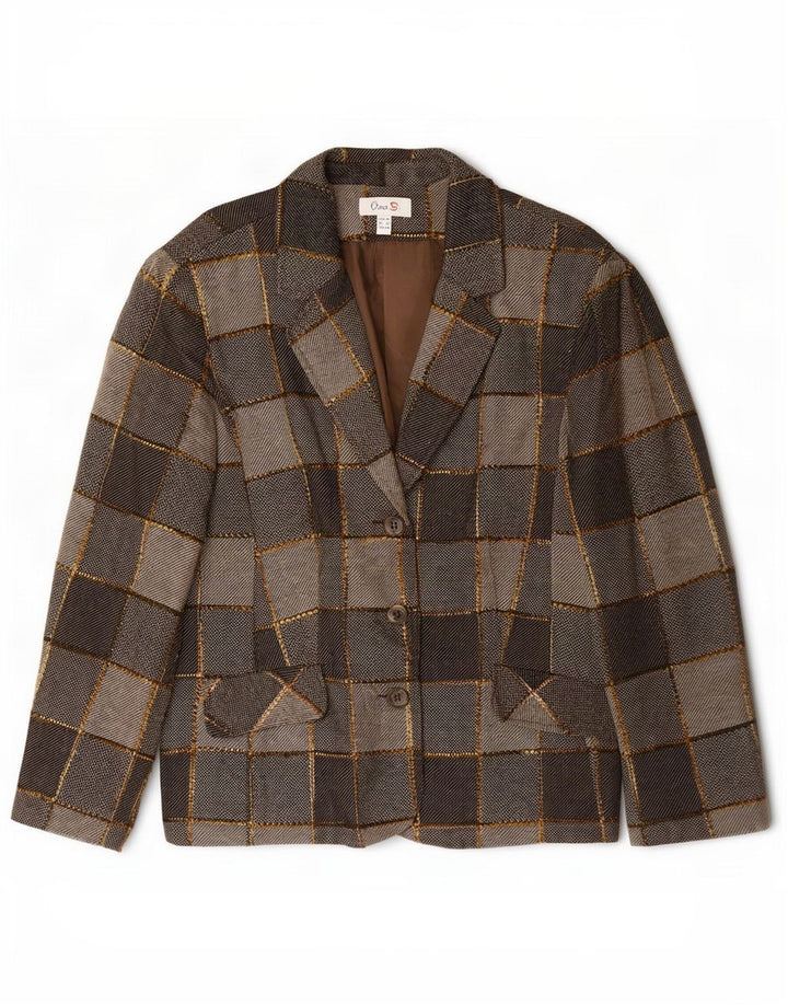 Oscar B Γυναικείο μπουφάν σακάκι με 3 κουμπιά UK 20 2XL Grey Patchwork Polyester