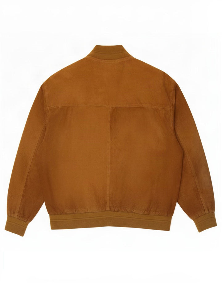 Vintage Ανδρικό Suede Bomber Jacket IT 52 XL Beige Leather