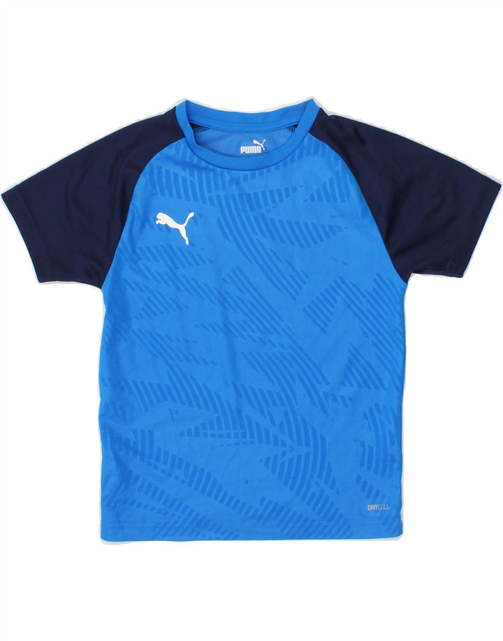 PUMA Boys Graphic T-Shirt Top 7-8 Years Small  Blue Colourblock Polyester Vintage Puma and Second-Hand Puma from Messina Hembry 