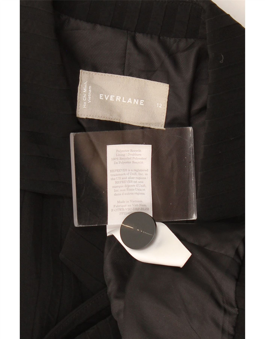 Everlane Γυναικείο Σακάκι Μπλέιζερ με διπλό στήθος US 12 Large Black Pinstripe