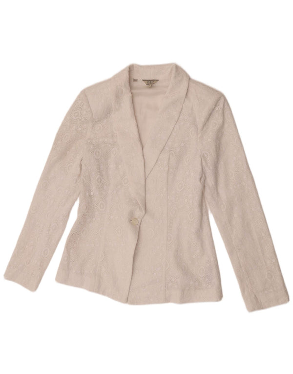 Guess Γυναικείο Μπουφάν 1 Κουμπί Blazer UK 12 Μεσαίο Λευκό Πολυεστέρας
