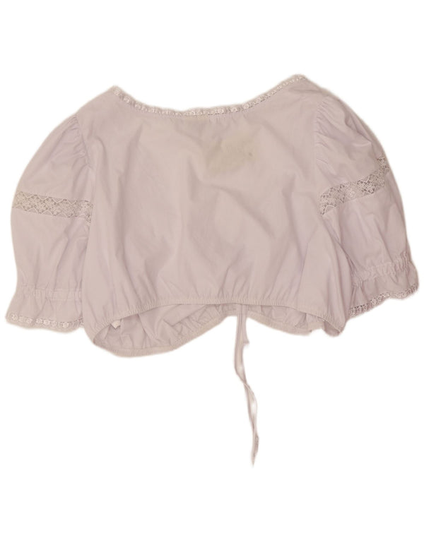 Vintage Γυναικείο Crop Top IT 56 4XL Λευκό φλοράλ βαμβακερό
