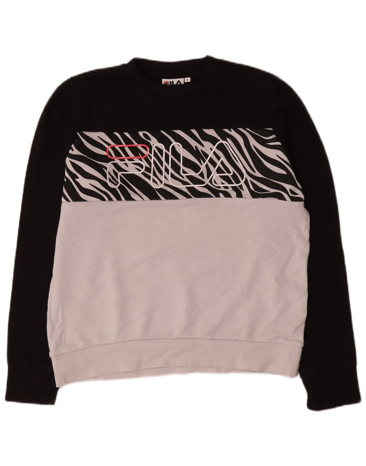 Ανδρικό γραφικό φούτερ Fila Small White Colourblock Βαμβακερό
