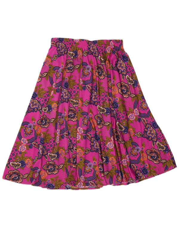 Vintage Γυναικεία Flared Φούστα W34 Large Pink Paisley