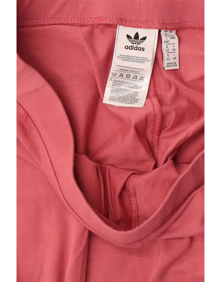 ADIDAS Womens Leggings UK 16 Large Pink Cotton