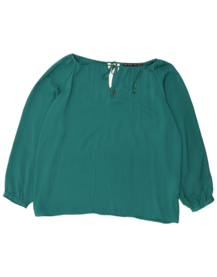 Zara Γυναικεία Μπλούζα Oversized Top UK 16 Large Green Polyester