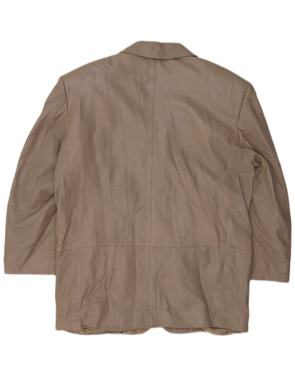 Vintage Γυναικείο Δερμάτινο Μπουφάν με 3 Κουμπιά UK 16 Large Grey Leather