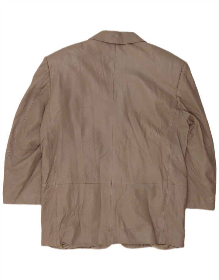 Vintage Γυναικείο Δερμάτινο Μπουφάν με 3 Κουμπιά UK 16 Large Grey Leather