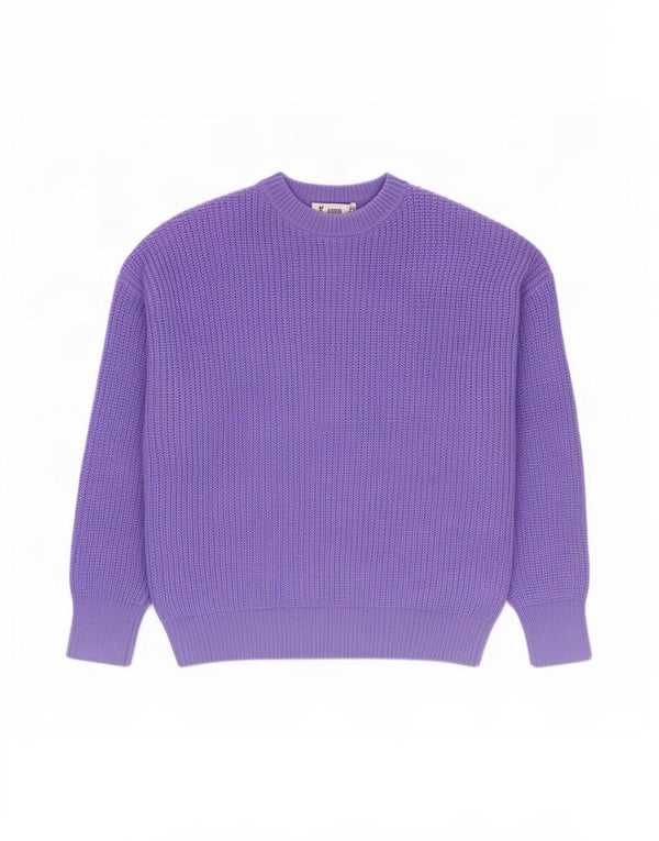 Zara Womens Oversized Crew Neck Jumper Sweater UK 14 Medium Purple Acrylic