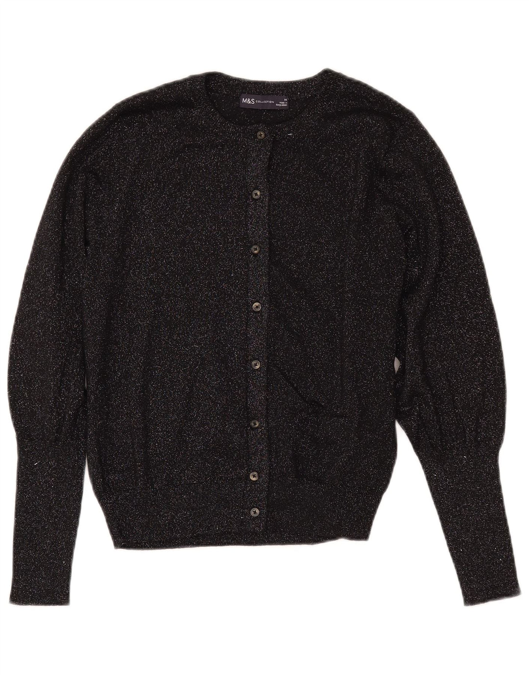 MARKS & SPENCER Γυναικείο πουλόβερ Crop Cardigan UK 14 Medium Black Flecked