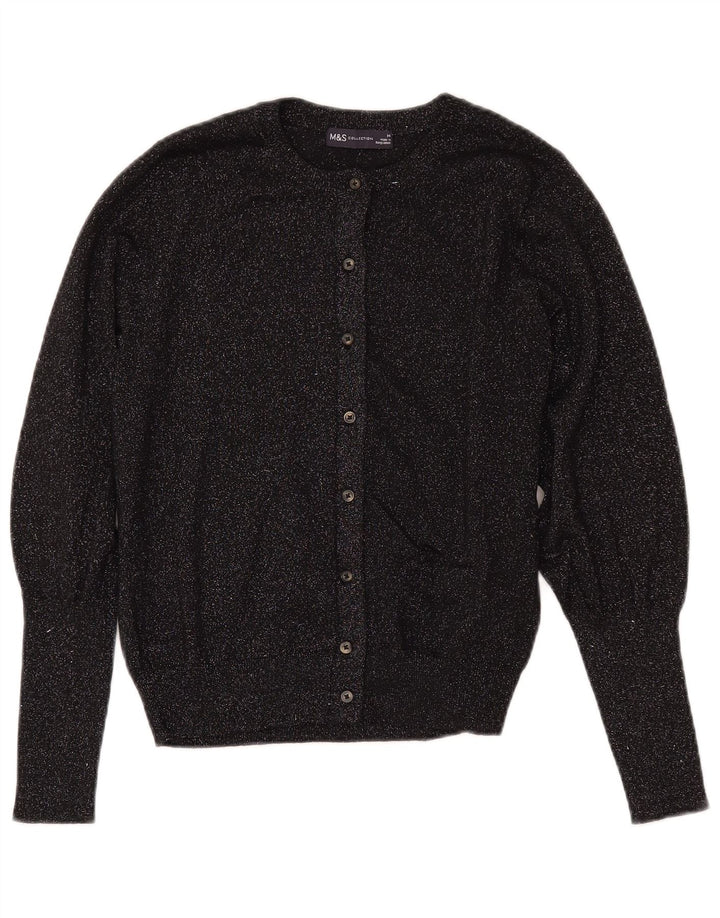 MARKS & SPENCER Γυναικείο πουλόβερ Crop Cardigan UK 14 Medium Black Flecked