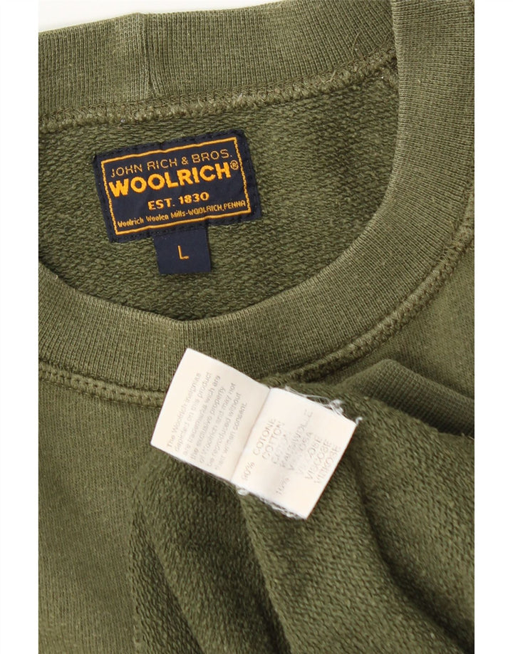 Woolrich Ανδρικό γραφικό φούτερ Jumper Μεγάλο πράσινο βαμβακερό