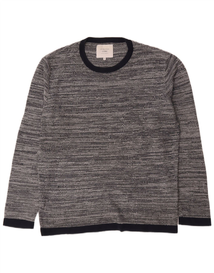Jack & Jones Ανδρικό πουλόβερ με λαιμόκοψη μεσαίου γκρι βαμβακερό