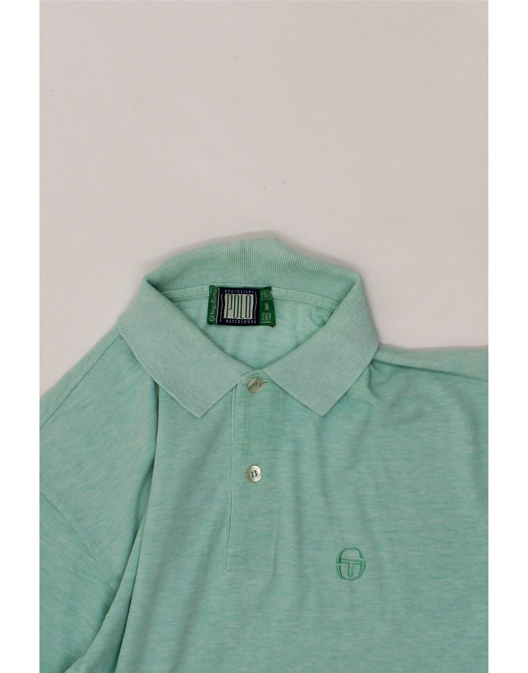 SERGIO TACCHINI Mens Polo Shirt Medium Turquoise Cotton Vintage Sergio Tacchini and Second-Hand Sergio Tacchini from Messina Hembry 