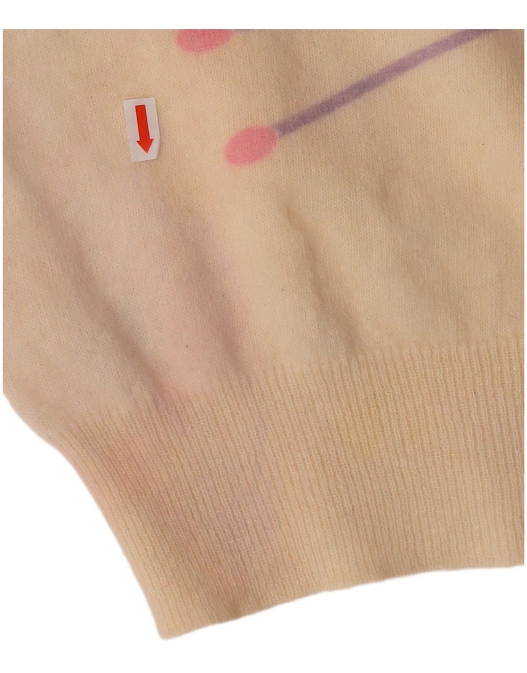 VINTAGE Γυναικείο πουλόβερ με λαιμόκοψη UK 16 Large Off White γεωμετρικό