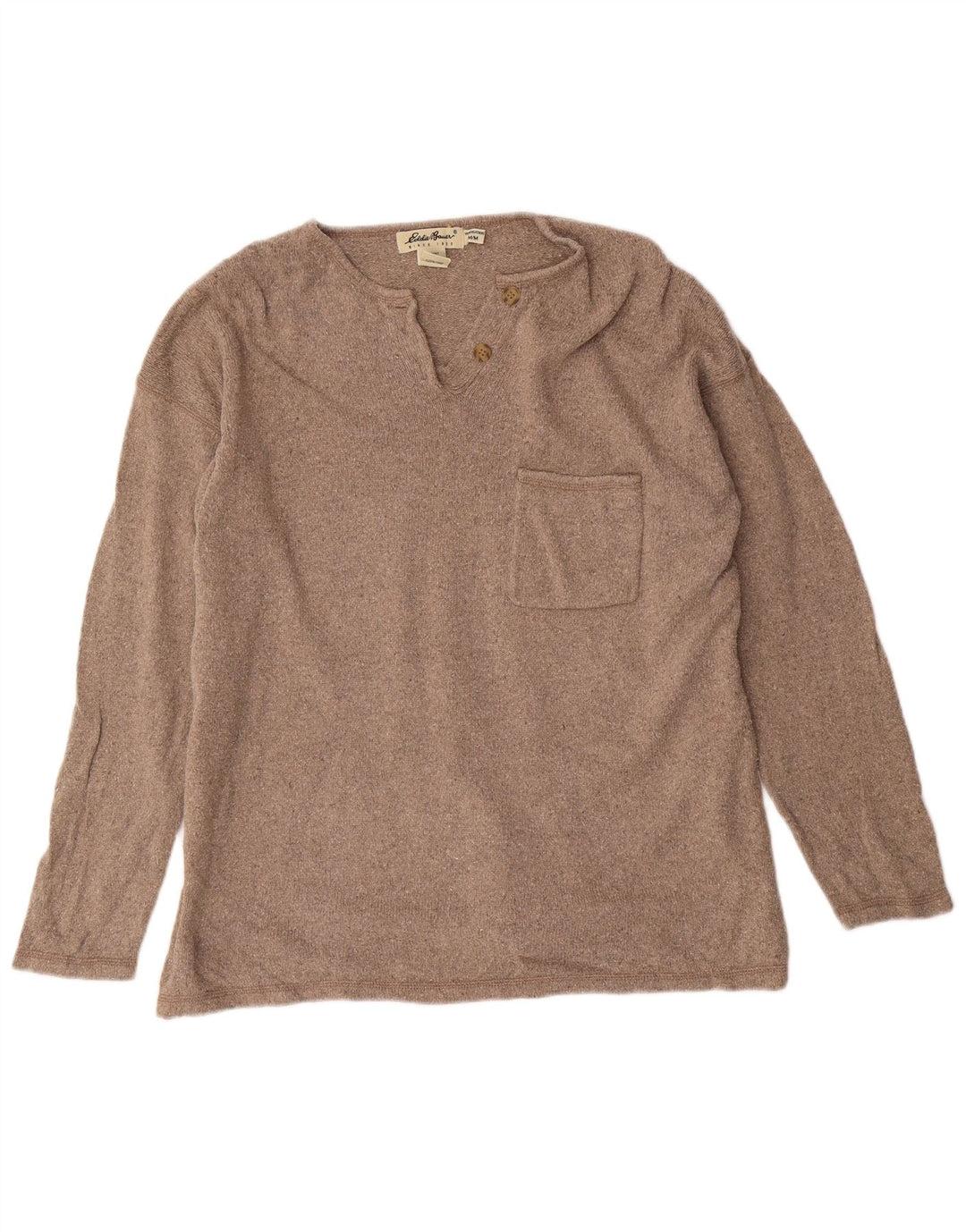 EDDIE BAUER Γυναικείο πουλόβερ με λαιμόκοψη μεγάλου μεγέθους UK 14 Μεσαίο καφέ