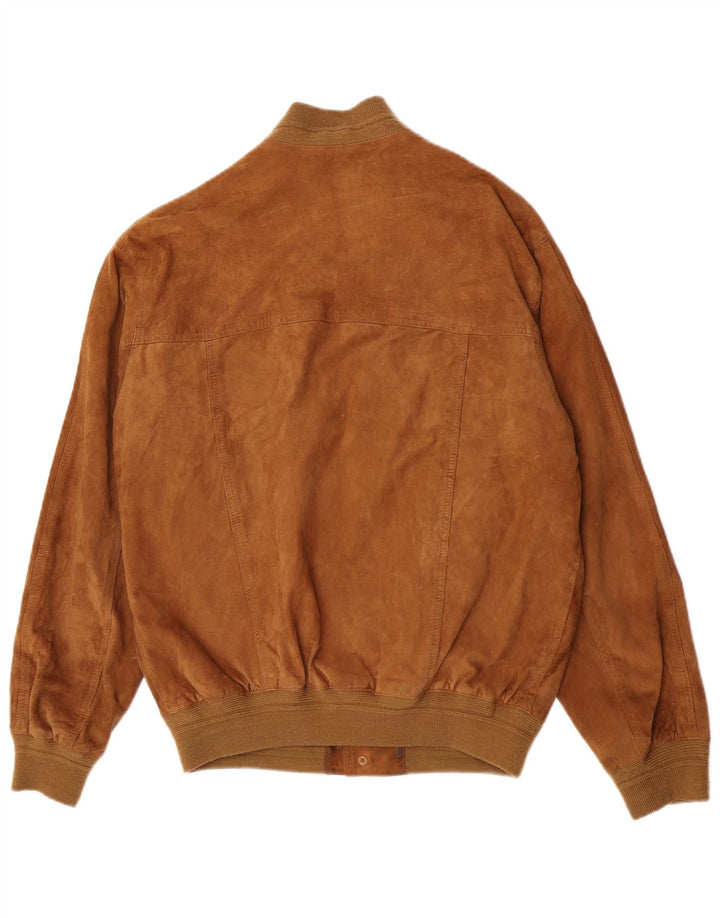 Vintage Ανδρικό Suede Bomber Jacket IT 50 Large Brown