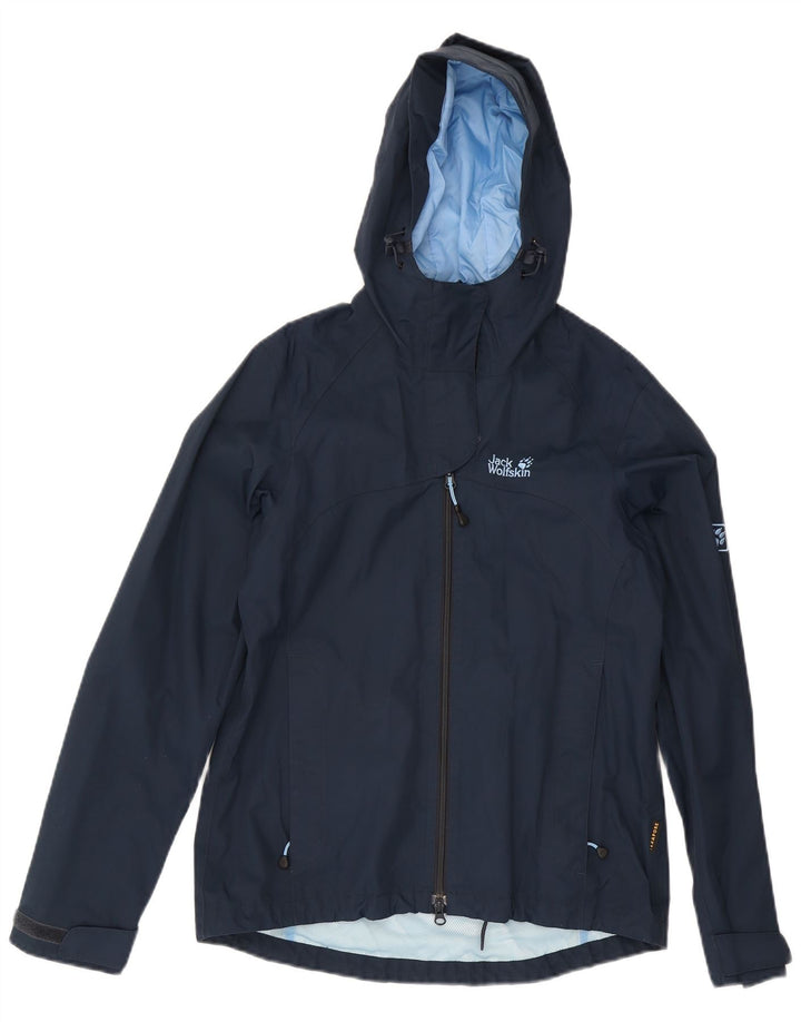 Jack Wolfskin γυναικείο μπουφάν βροχής με κουκούλα UK 12/14 Medium Navy Blue Polyamide