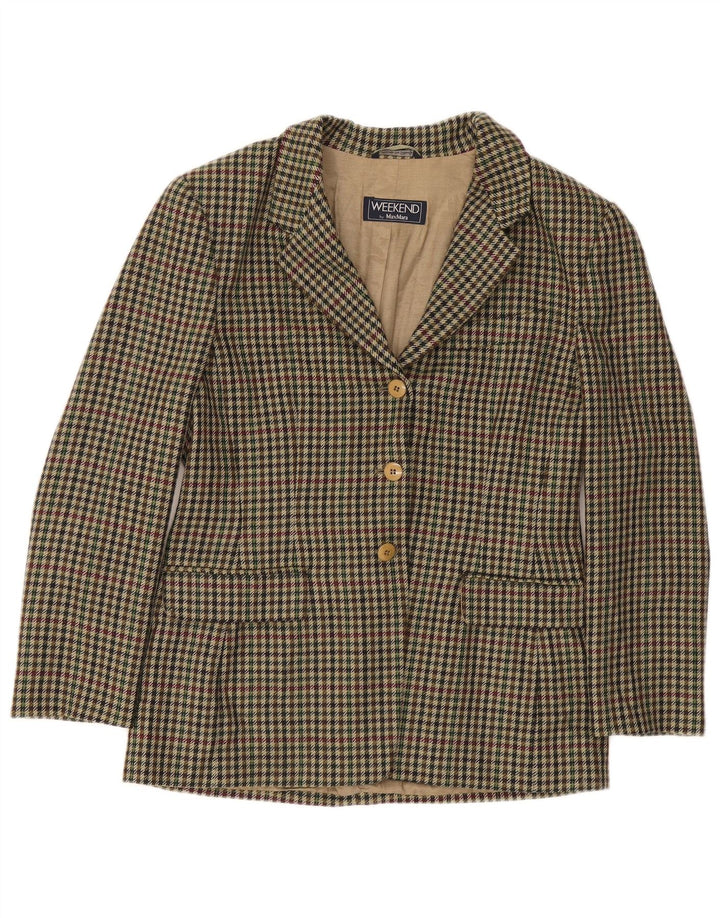 Max Mara Γυναικείο Σαββατοκύριακο Blazer Jacket UK 16 Large Green Houndstooth