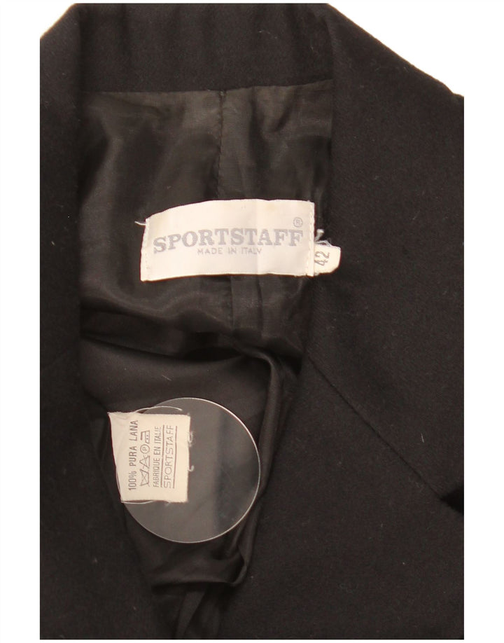 Sportstaff Γυναικείο Μπουφάν Blazer 9 κουμπιών IT 42 Μεσαίο μαύρο παρθένο μαλλί