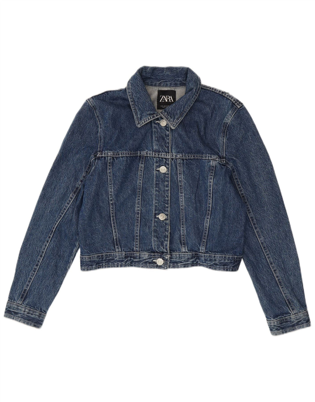 Zara Γυναικείο Τζιν Μπουφάν UK 10 Small Blue Cotton
