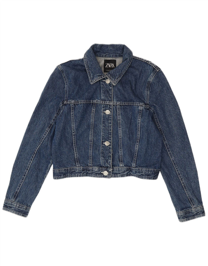 Zara Γυναικείο Τζιν Μπουφάν UK 10 Small Blue Cotton