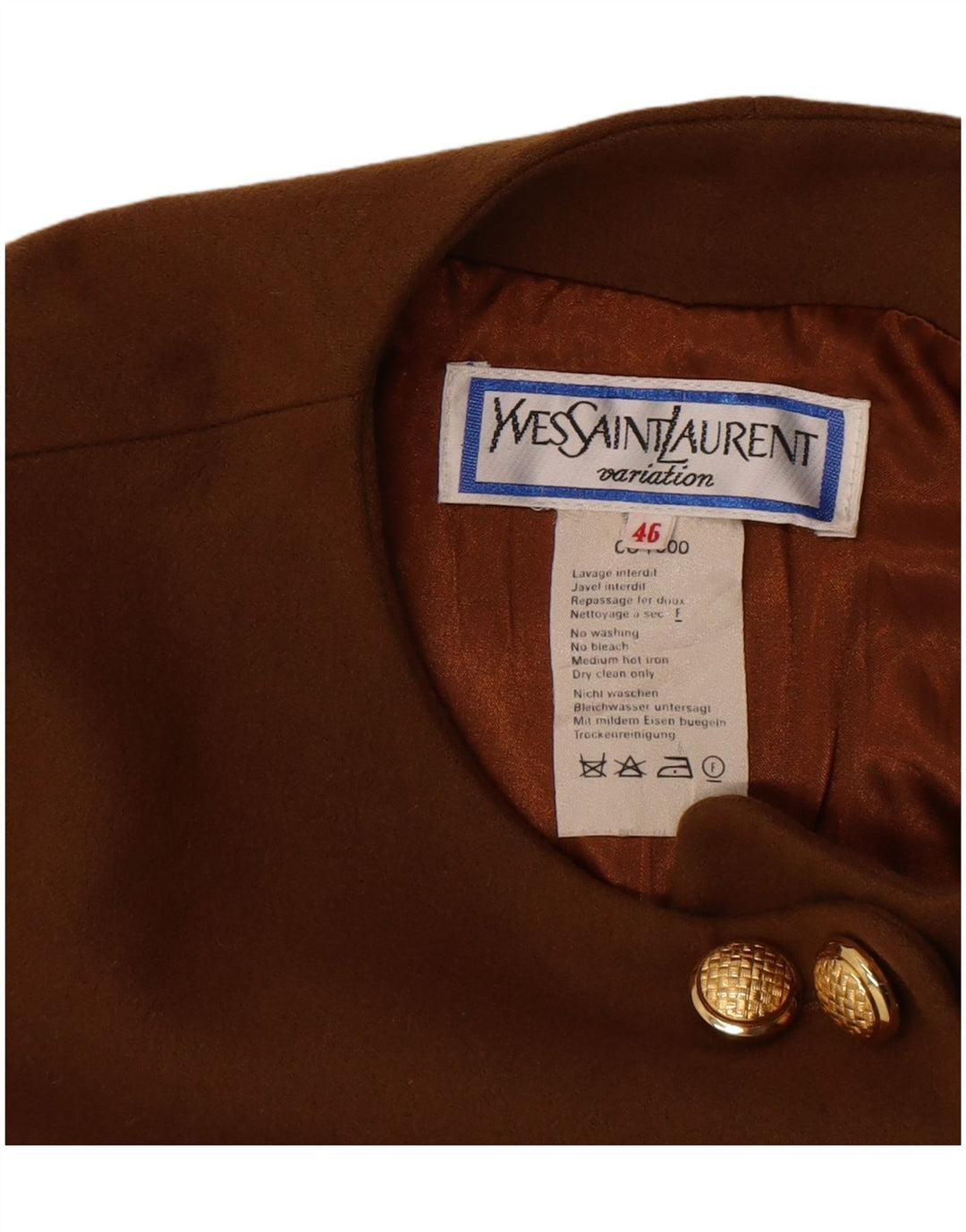 Yves Saint Laurent Γυναικείο Crop Blazer Jacket IT 46 Large Brown Classic