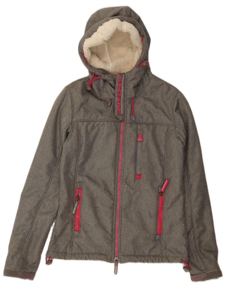 SUPERDRY Womens The Windtrekker Graphic Windbreaker Jacket UK 6 XS Grey