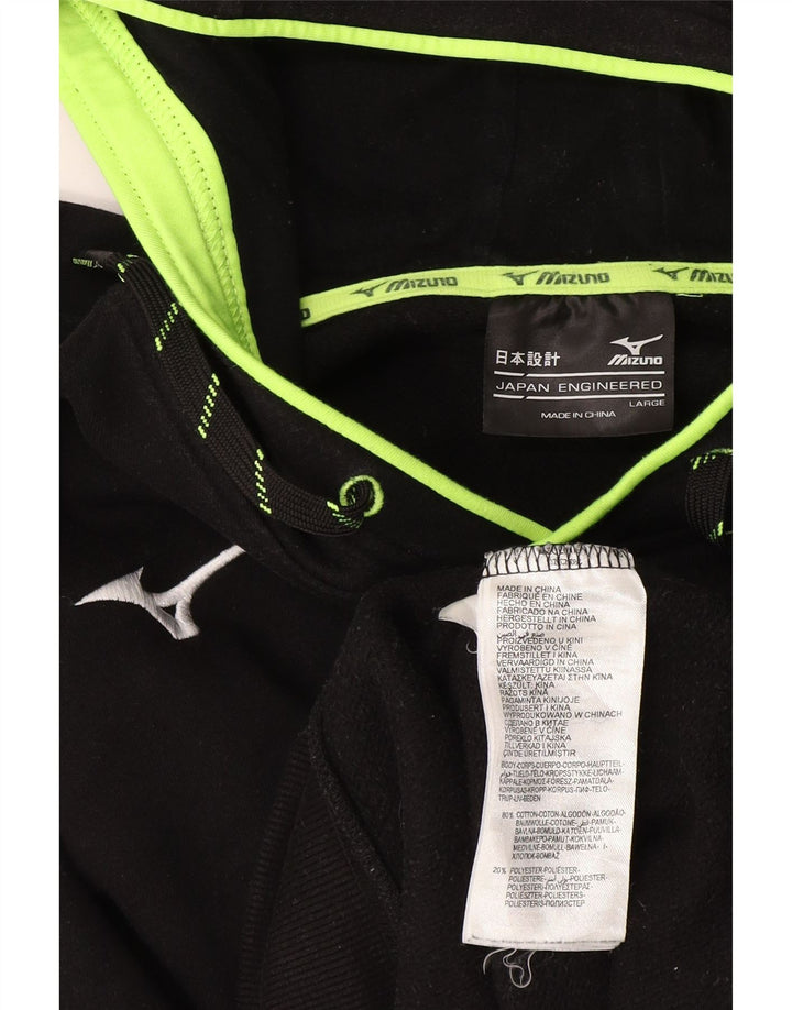 Ανδρικό γραφικό κουκούλα Mizuno, μεγάλο μαύρο βαμβακερό